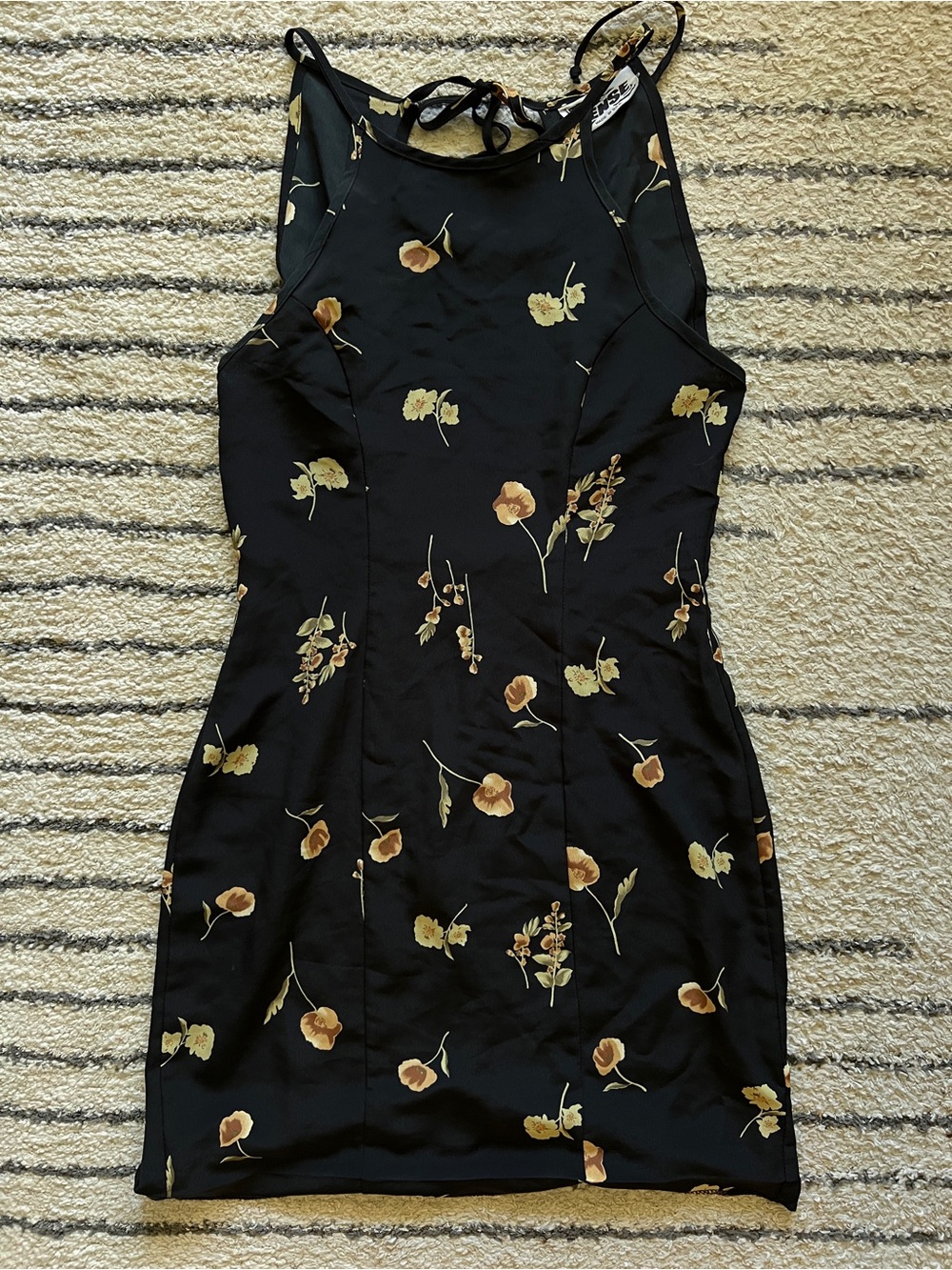 90’s Floral Black Slip Dress